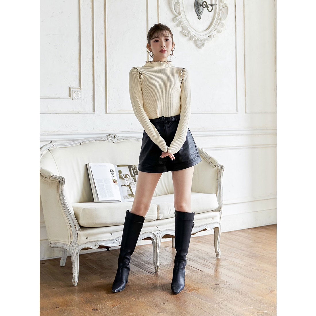 ダーリッチ Darich マットレザーショートパンツ （ブラック