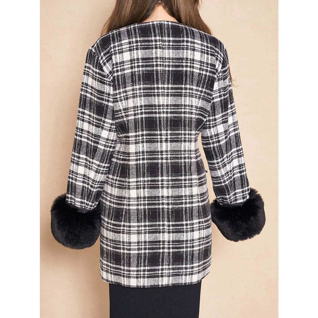 ダーリッチ Darich タックデザインチェックコート （ブラック