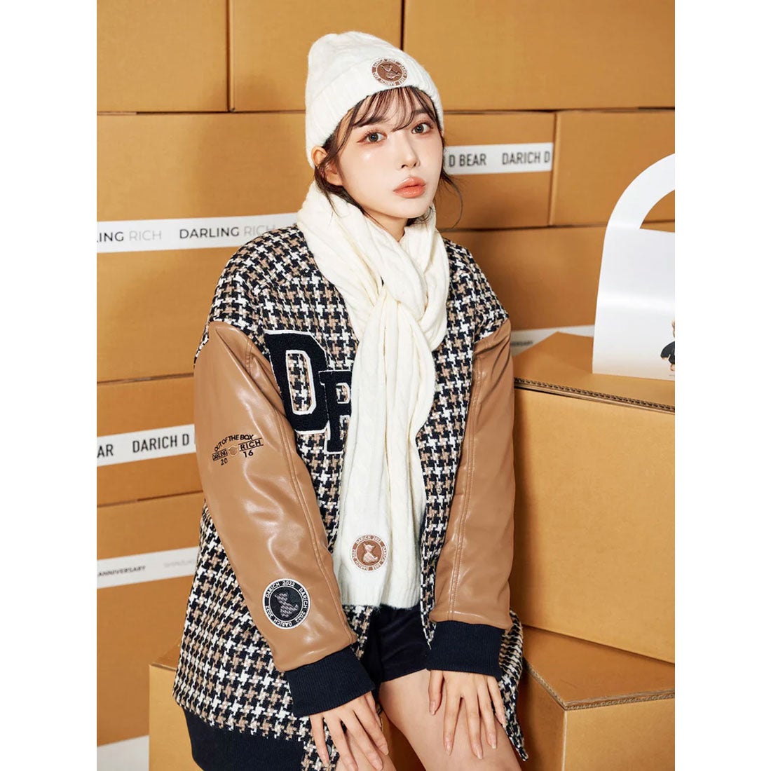 ダーリッチ Darich Dベアチェックビッグスタジャン （ブラック