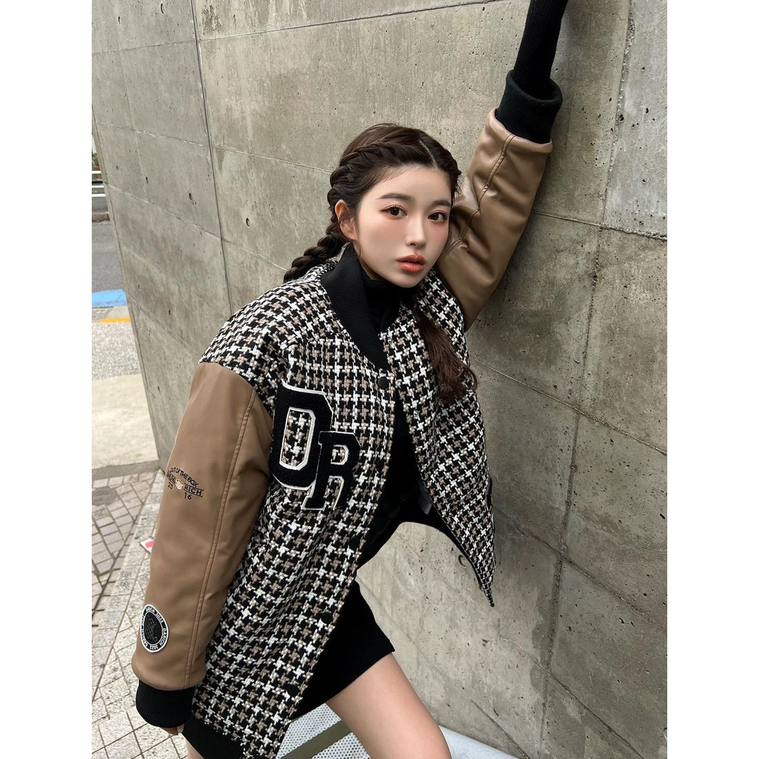 ダーリッチ Darich Dベアチェックビッグスタジャン （ブラック