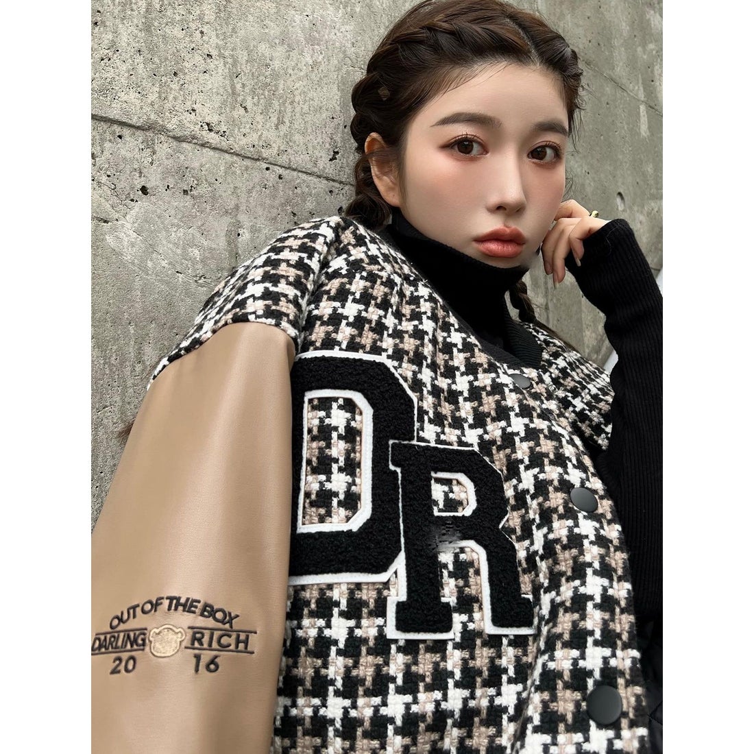 ダーリッチ Darich Dベアチェックビッグスタジャン （ブラック