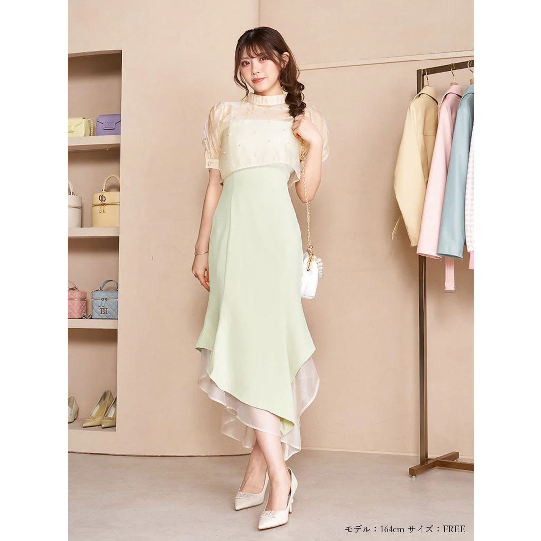 ダーリッチ Darich パールデザインイレヘムマーメイドドレス （ミント