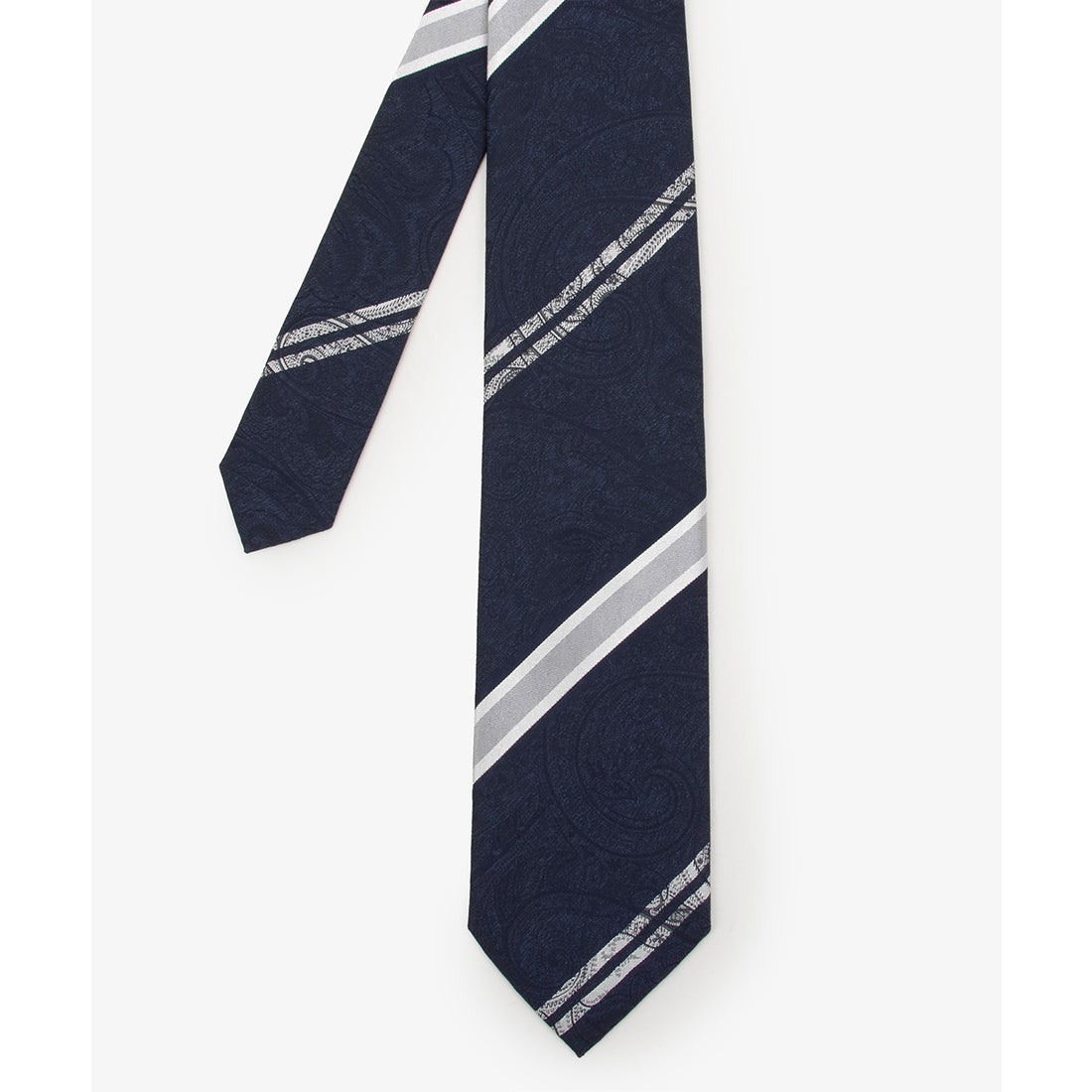 WEB限定】ボタニカルオングレーストライプネクタイ （ネイビー） -D