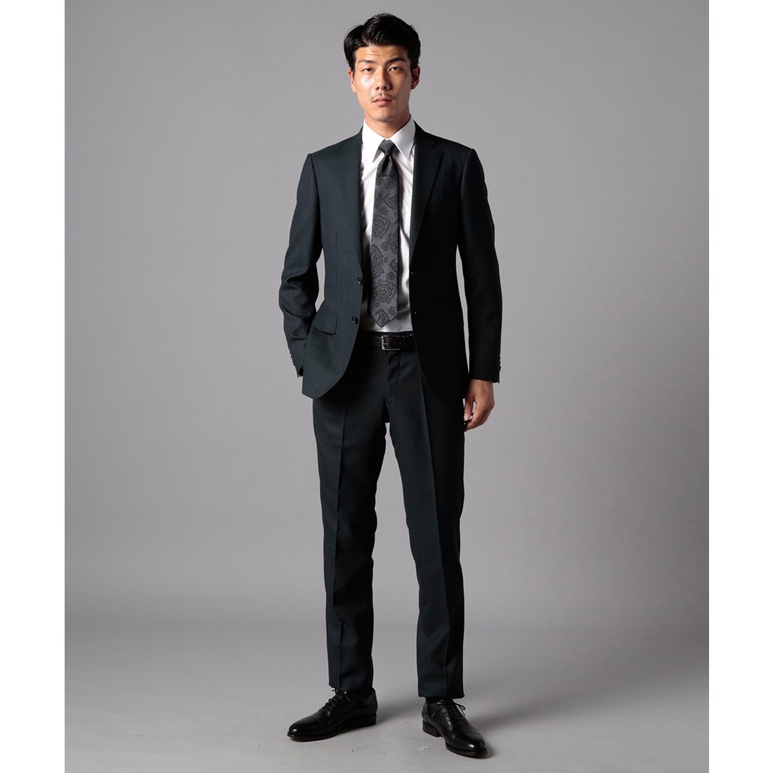 Spin.r.a.s.o. グリーンマイクロチェックスーツ （モスグリーン） -D