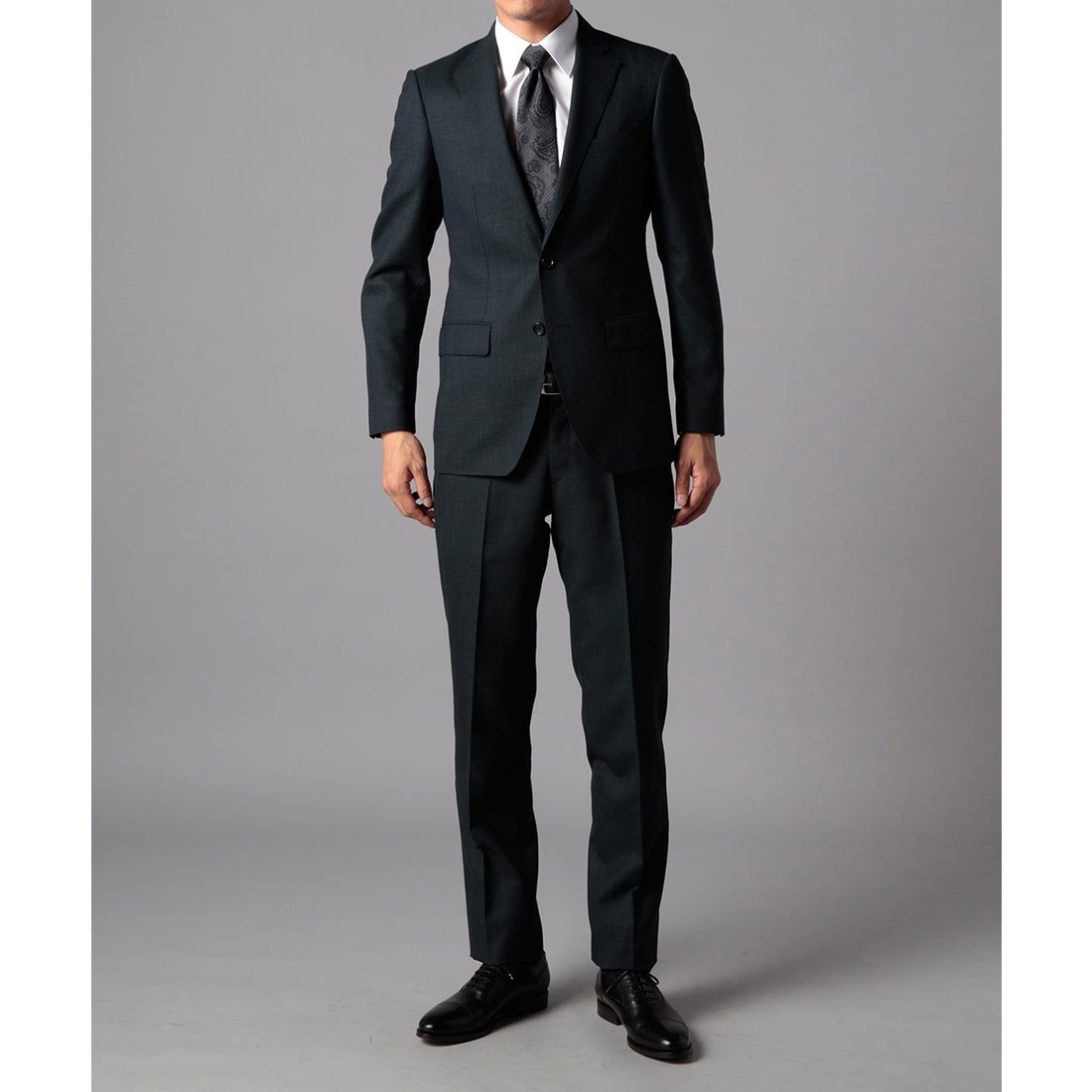 Spin.r.a.s.o. グリーンマイクロチェックスーツ （モスグリーン） -D