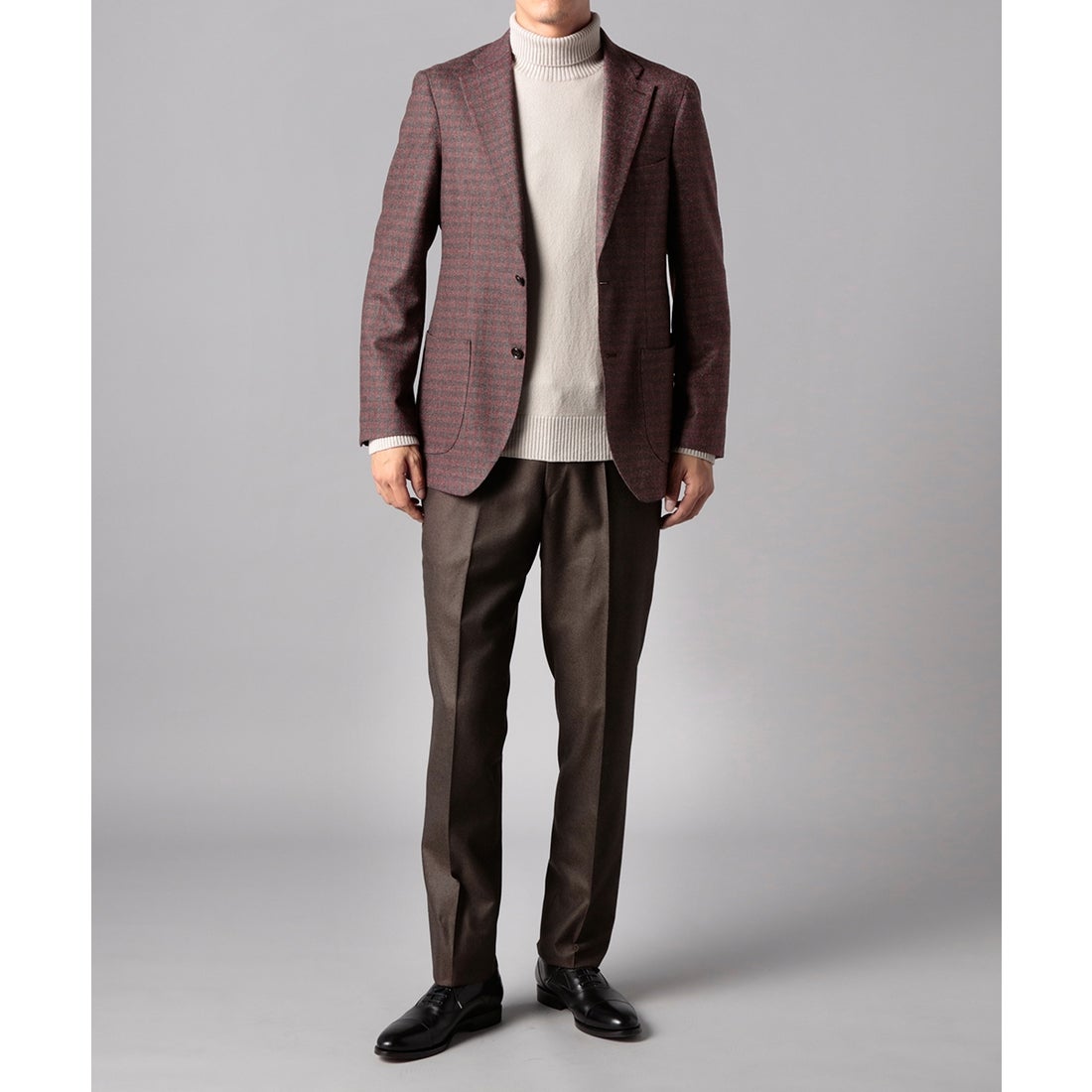 ブラウン×レッドギンガムジャケット （ボルドー） -D'URBAN | ダーバン