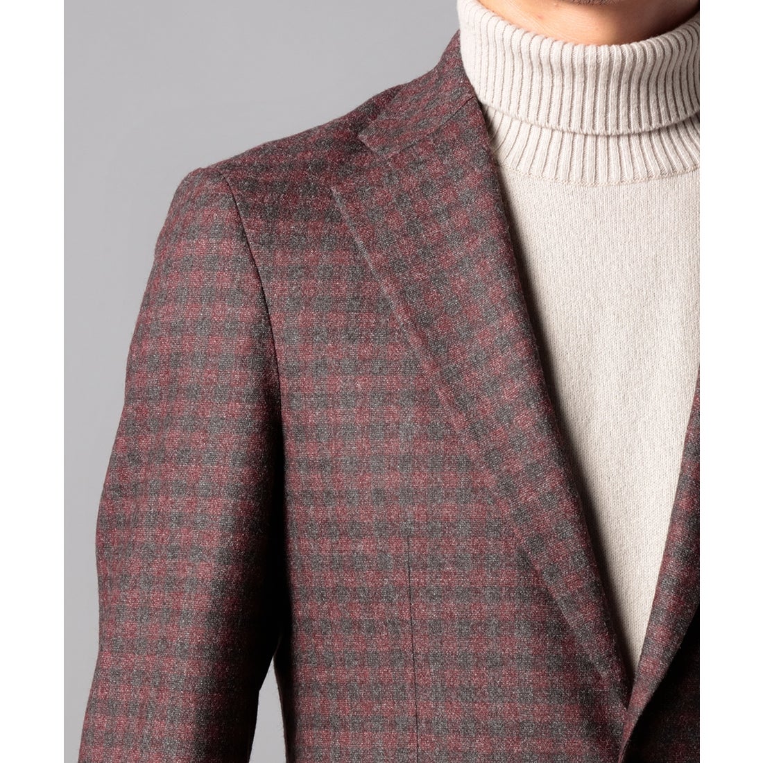 ブラウン×レッドギンガムジャケット （ボルドー） -D'URBAN | ダーバン