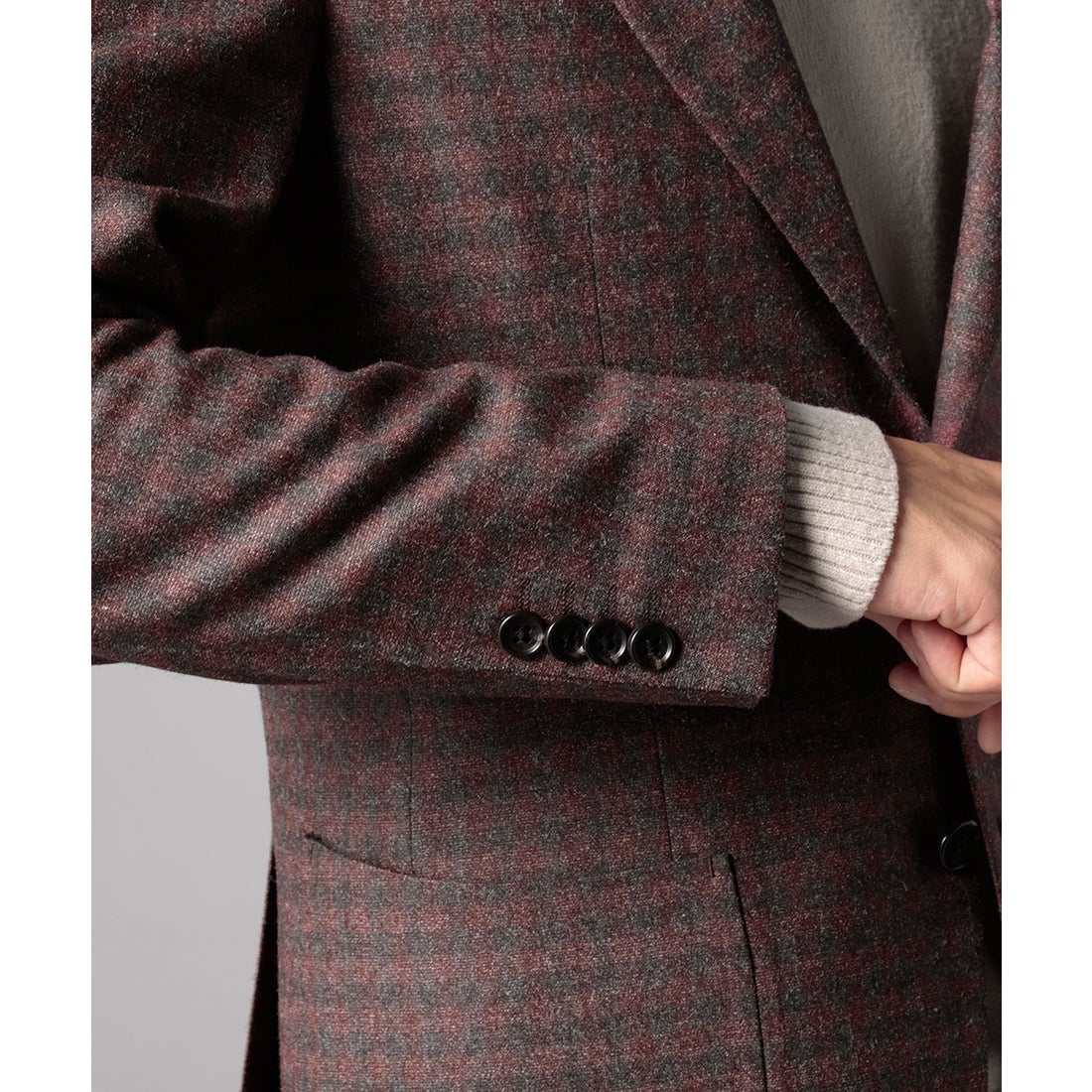 ブラウン×レッドギンガムジャケット （ボルドー） -D'URBAN | ダーバン