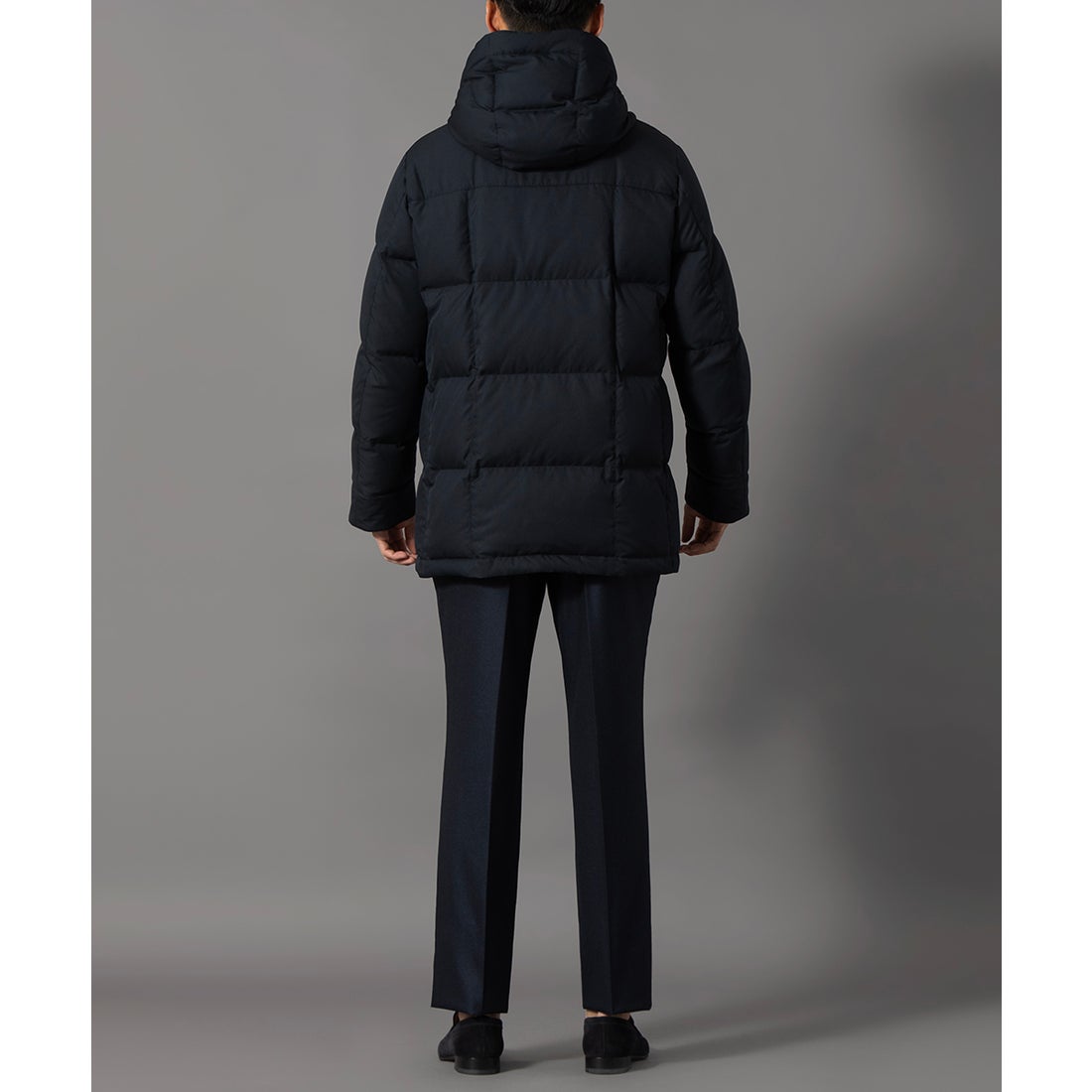 フーデッドダウンコート(ショートレングス) （ネイビー） -D'URBAN