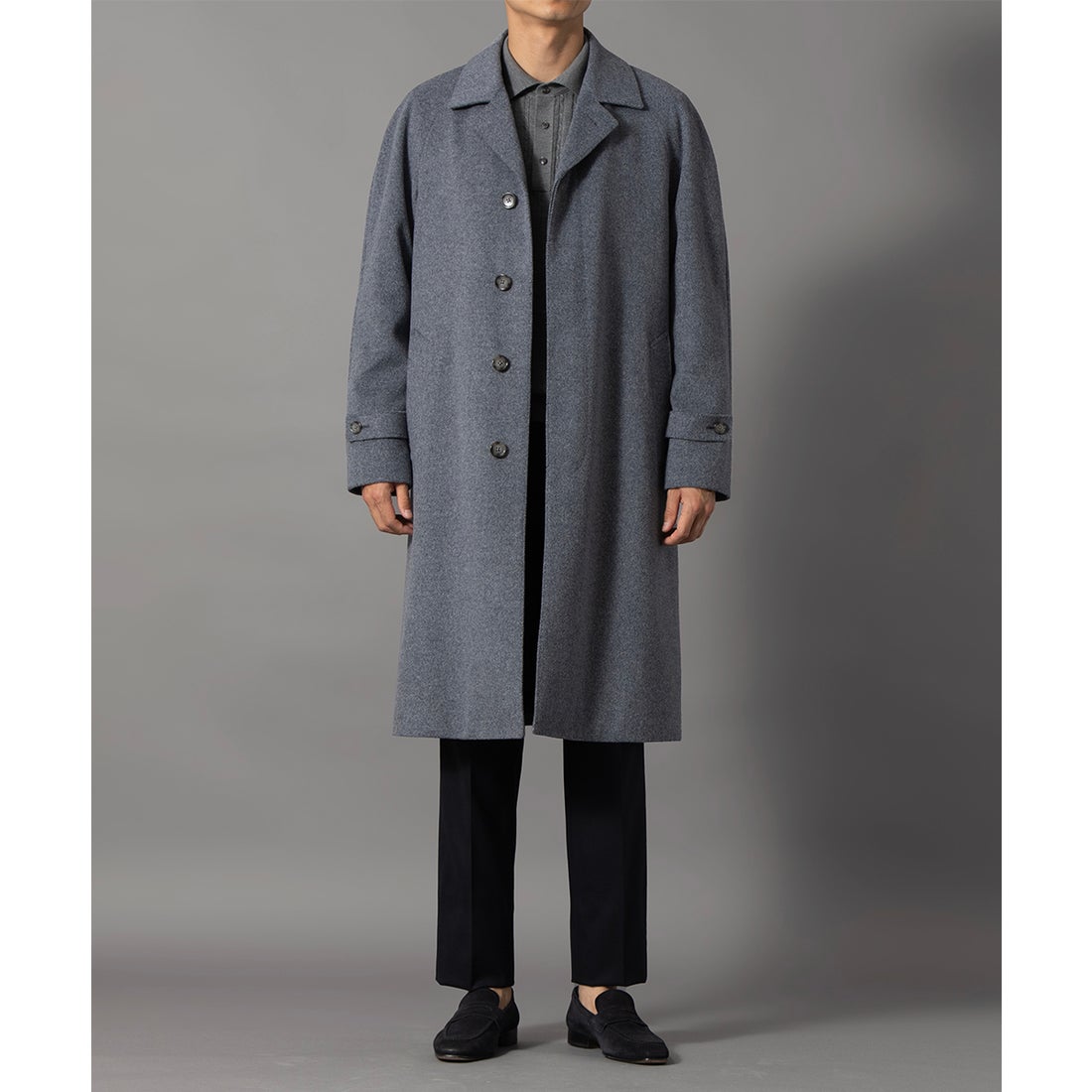 ウールアンゴラビーバーツイルバルカラーコート(ロングレングス