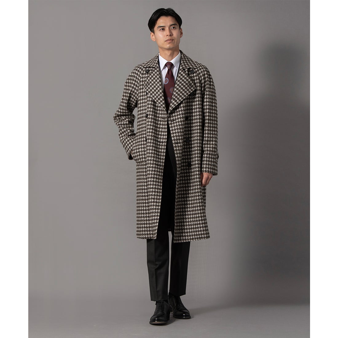 アルパカツイードコート(ロングレングス) （ベージュ） -D'URBAN