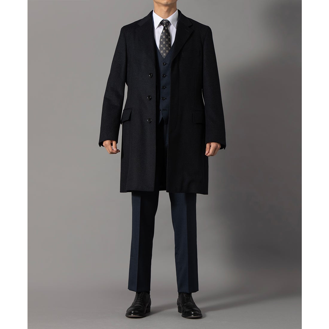 ウールアンゴラビーバーチェスターコート(ミドルレングス) （ネイビー