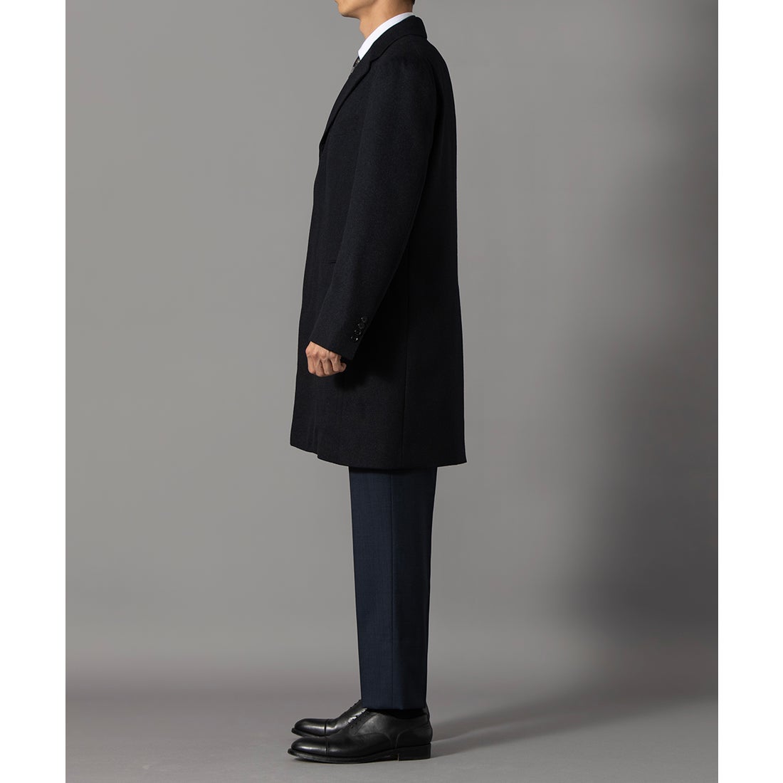 ウールアンゴラビーバーチェスターコート(ミドルレングス) （ネイビー