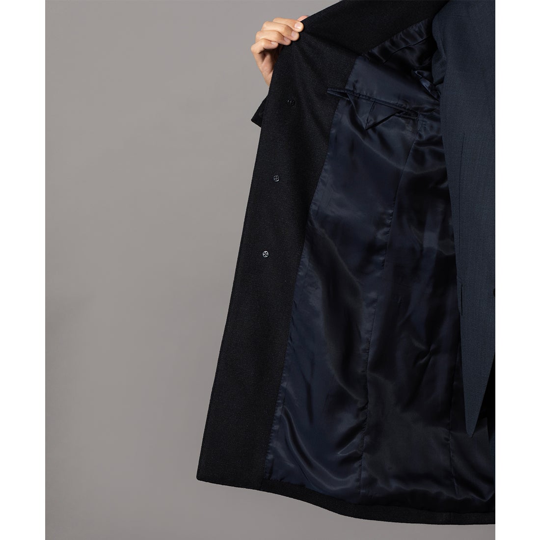 ウールアンゴラビーバーチェスターコート(ミドルレングス) （ネイビー