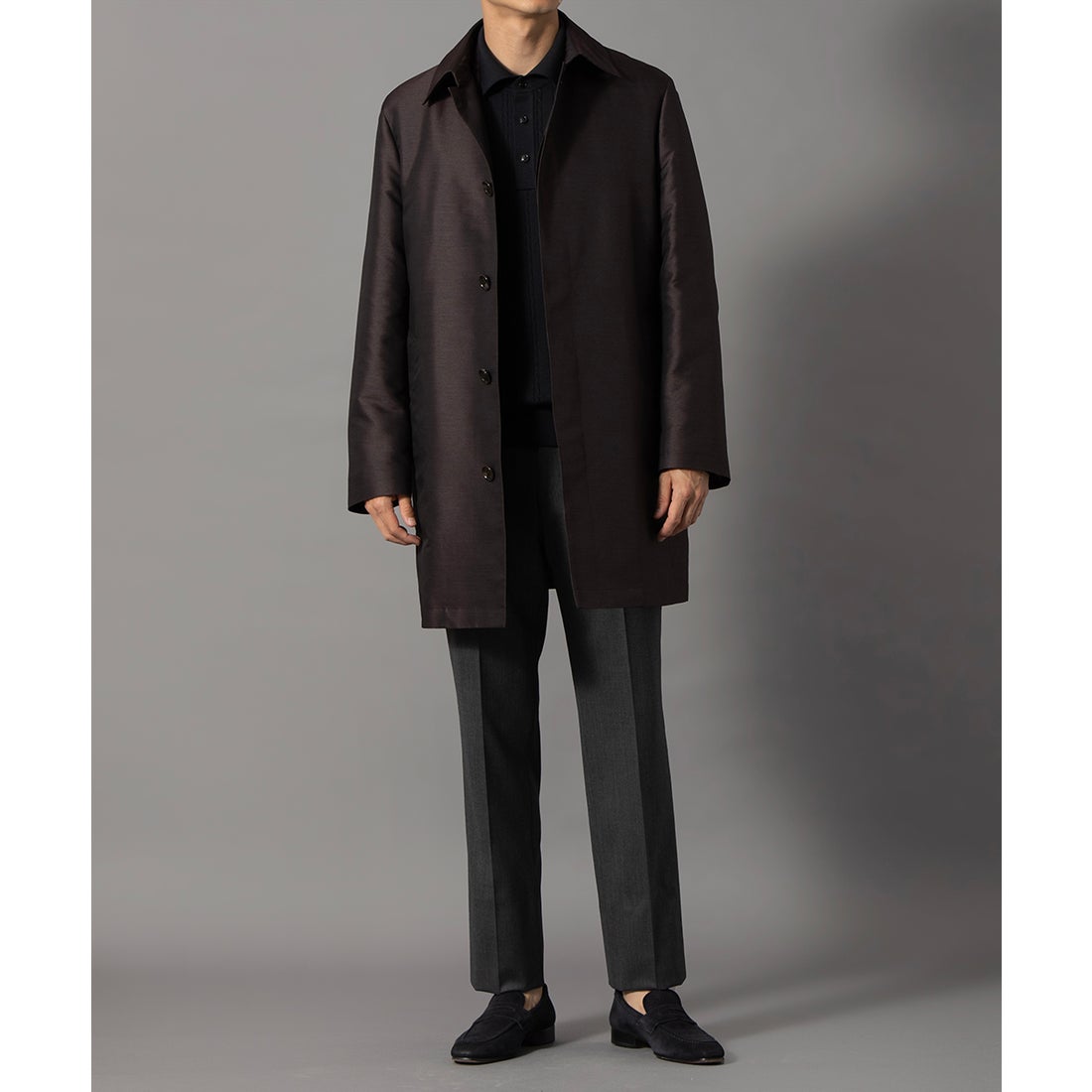 シルク混メランジカルゼステンカラーコート(ミドルレングス