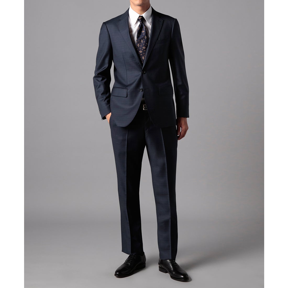 SESSERA ネイビーミックス無地スーツ （ネイビー） -D'URBAN