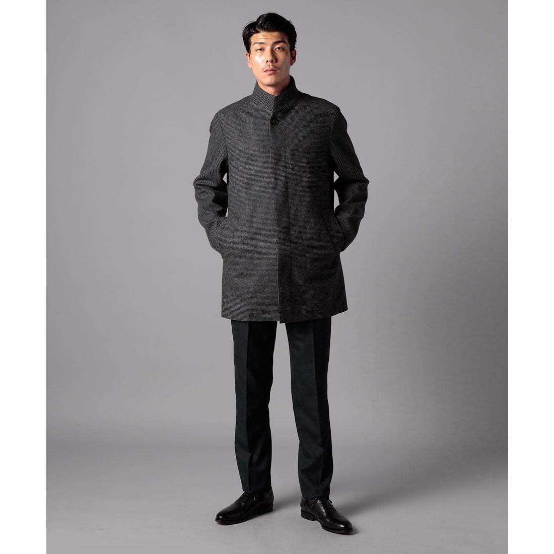 ハウンドトゥースステンカラーコート （グレー） -D'URBAN | ダーバン