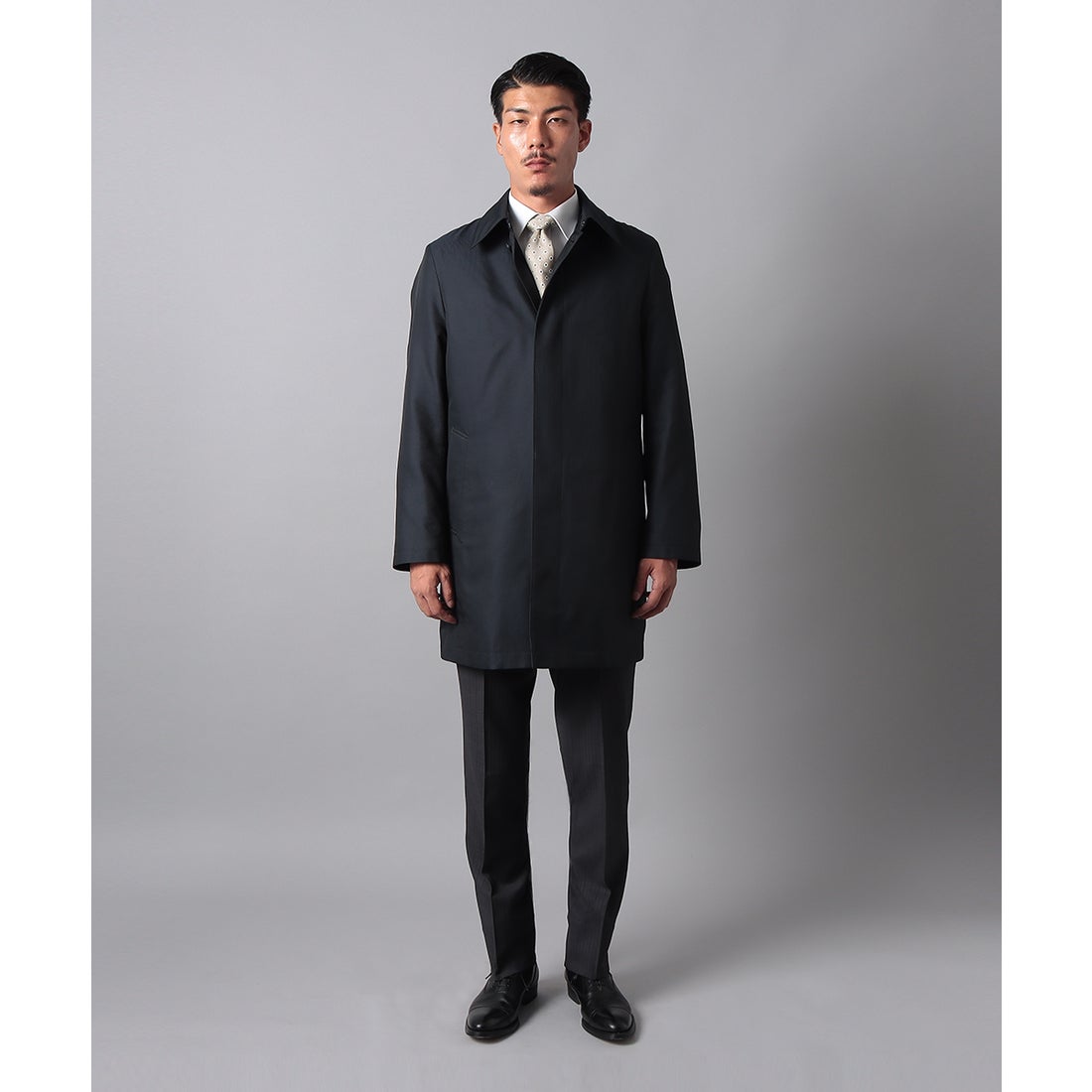 コードピケステンカラーコート(ミドルレングス) （ネイビー） -D'URBAN