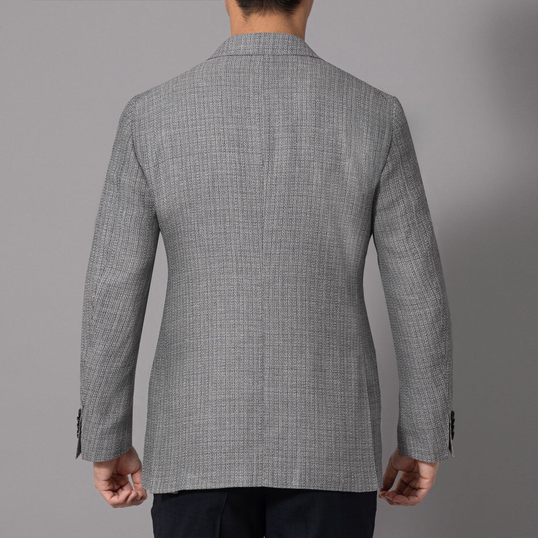 リネンシルク ミックスカラーテーラードジャケット (グレー) -D'URBAN
