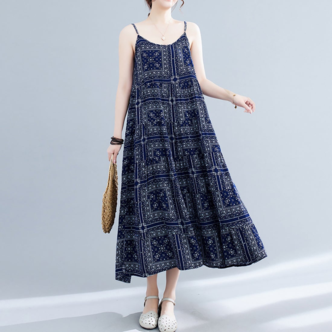 ドゥー ベル Doux Belle ペイズリー柄キャミワンピース プリント柄