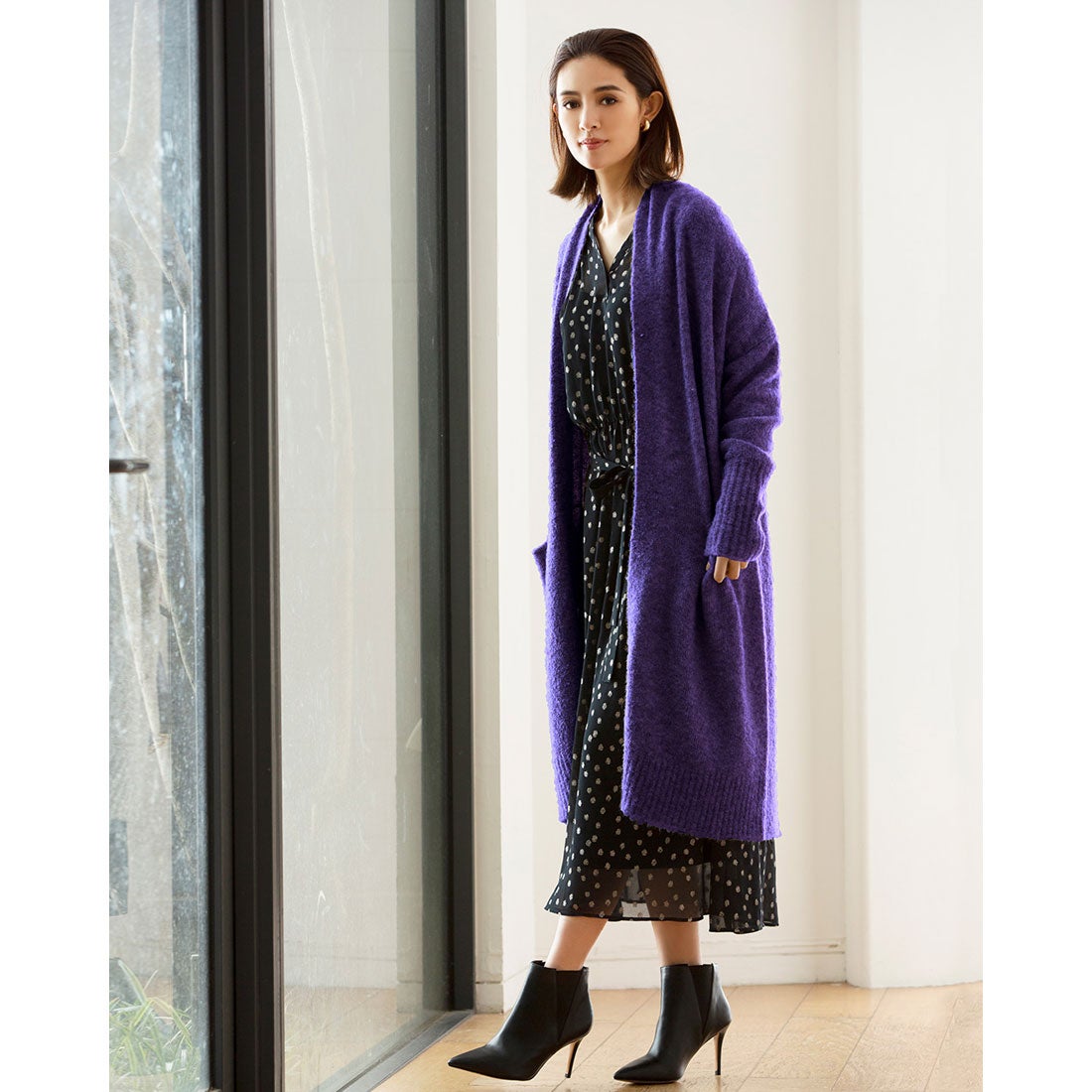 ドゥクラッセ DoCLASSE イタリア糸・アルパカ混ロングカーディガン