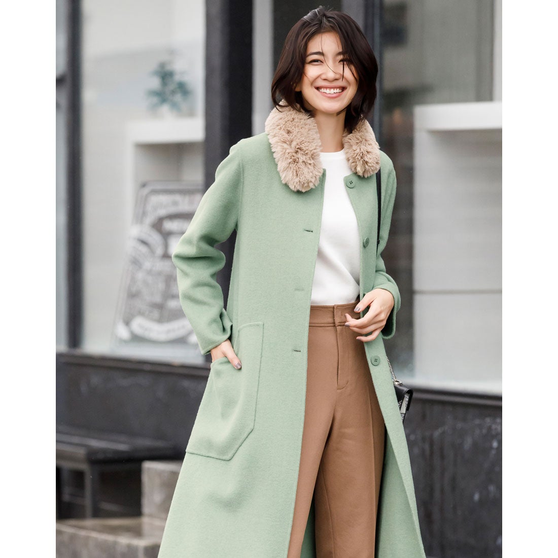 ドゥクラッセ DoCLASSE ダブルフェイス・2WAYノーカラーコート