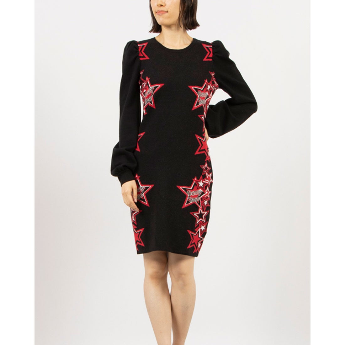 デニーローズ DENNY ROSE スタージャガードニットワンピース （BLACK