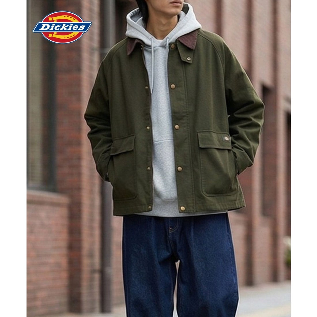 ディッキーズ Dickies 襟コーデュロイ ダックキャンバス ワーク