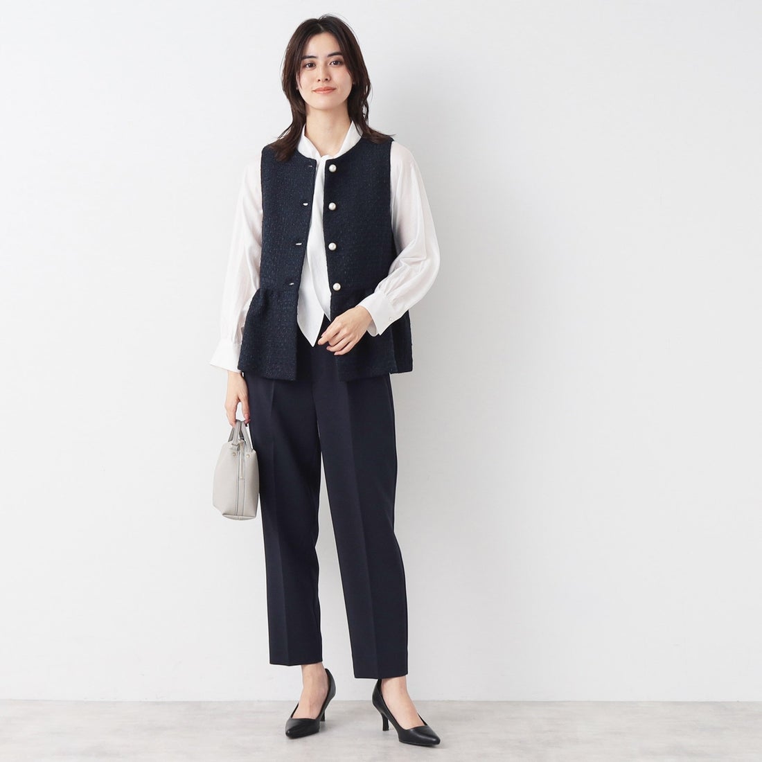 デッサン Dessin 【入卒／セレモニー】パール調ボタン付きペプラム