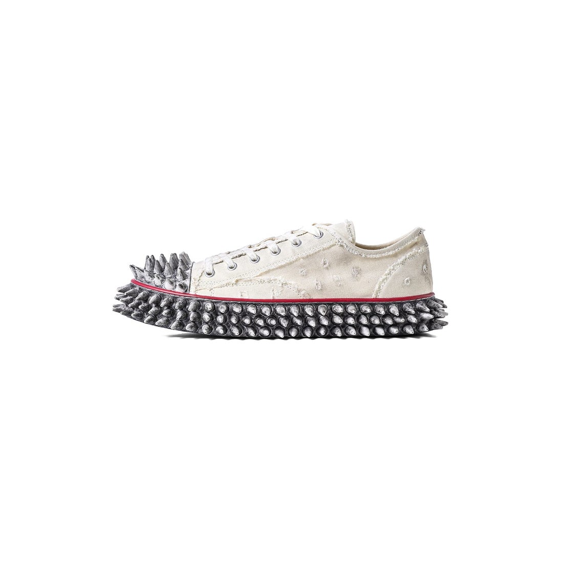 doublet Dirty Spike Toe Cap Canvas Sneaker （White） - Osaka