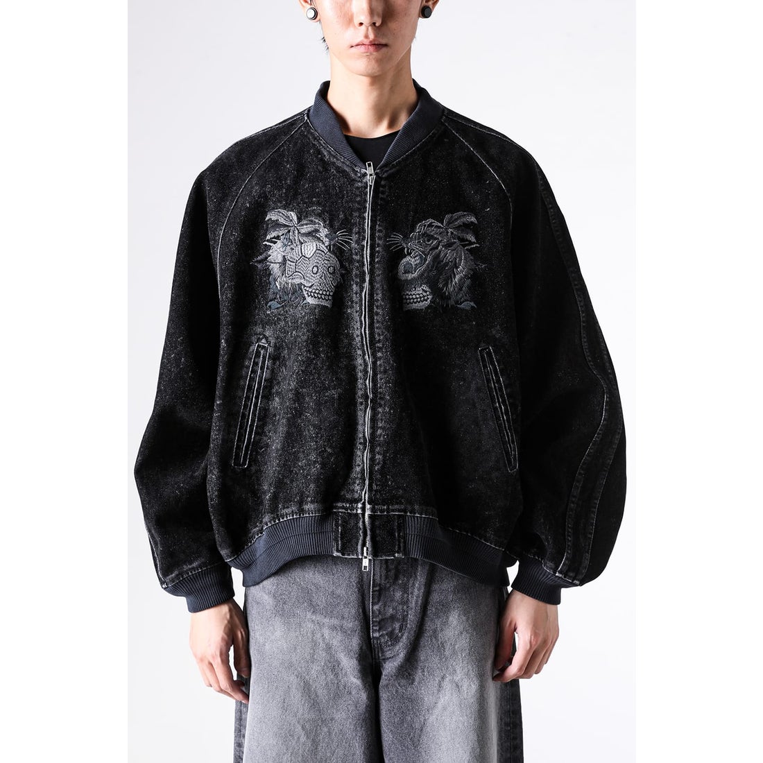 doublet Flocked Denim Souvenir Jacket （Balck） - Osaka / Kyoto