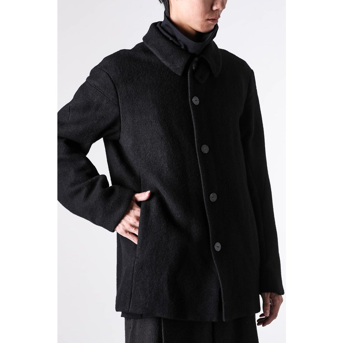 デヴォア DEVOA Jacket Linen / Virgin Wool （BLACK） -FASCINATE