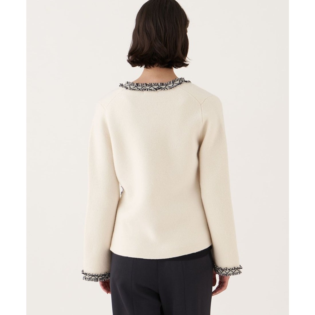 デ・プレ DES PRÉS ウールカシミヤミラノリブ Vネックカーディガン