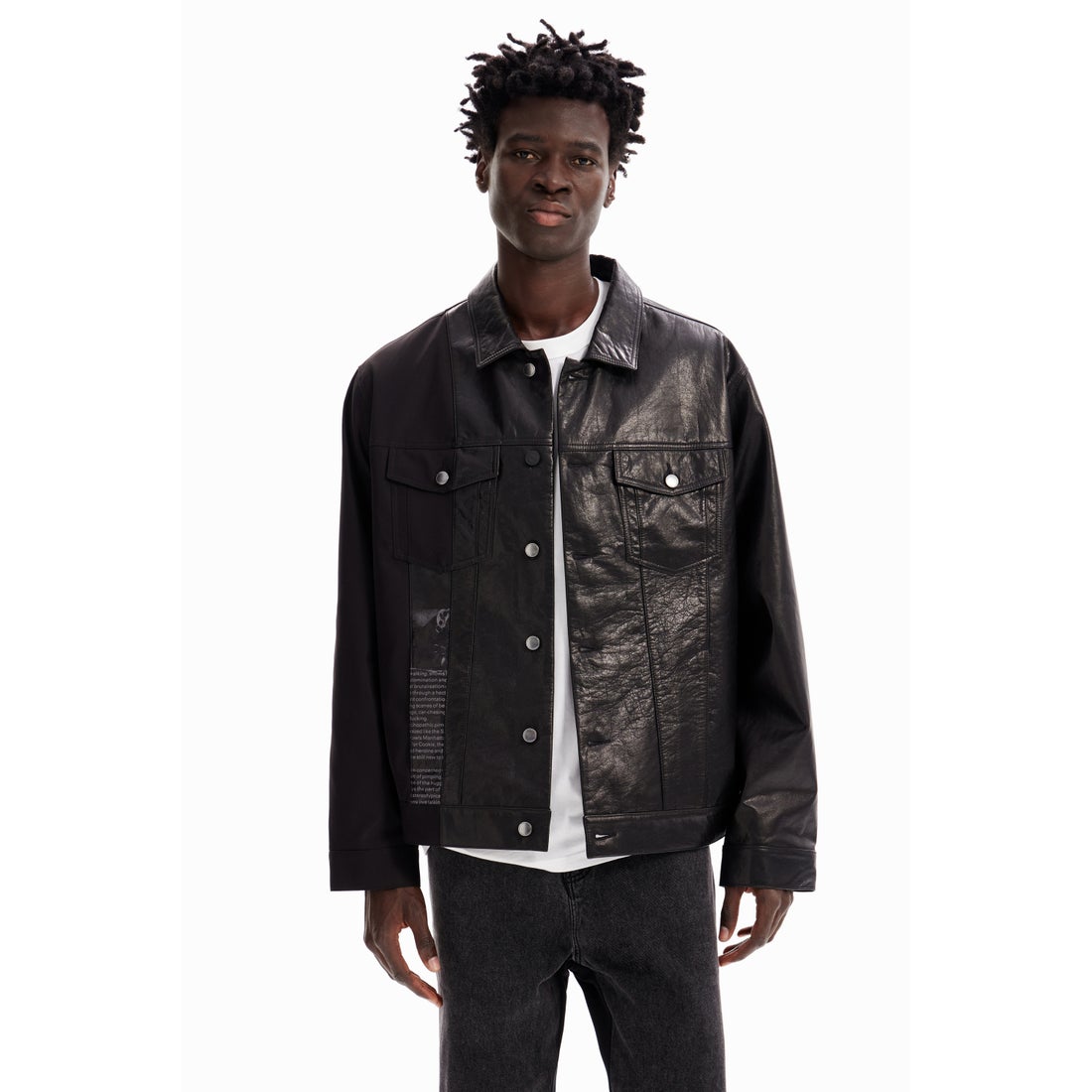 デシグアル Desigual レザー トラッカージャケット （グレー/ブラック