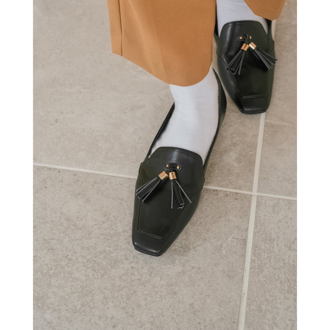 スリム タッセルローファー （ブラック スムース） -Emma Francis