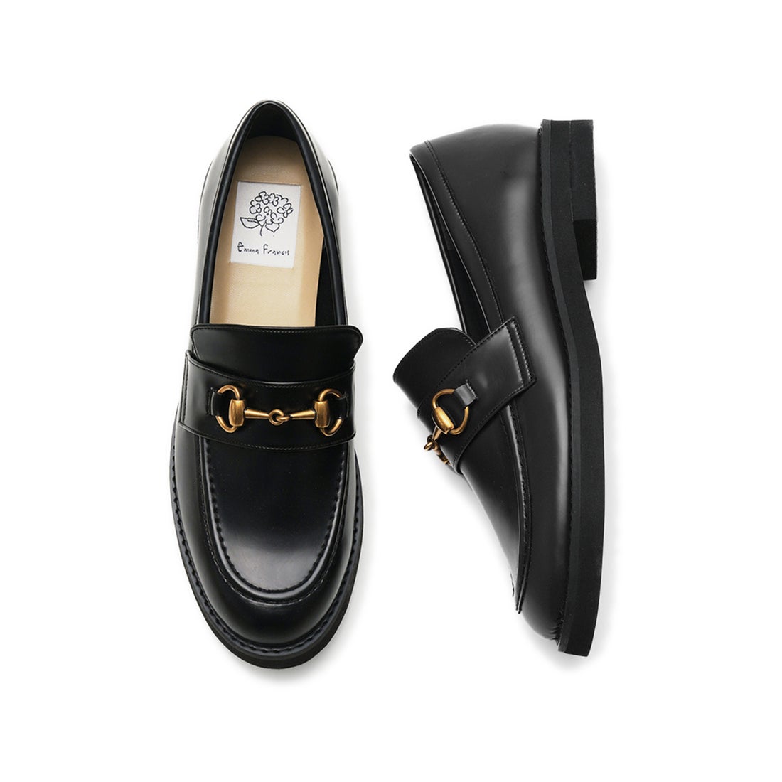 フラット ビットローファー （ブラック エナメル） -Emma Francis