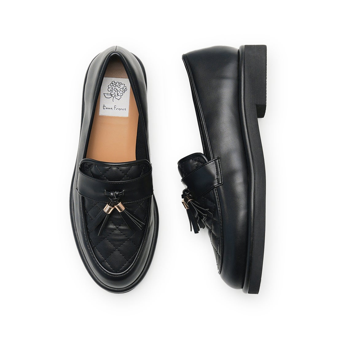 キルティング タッセル ローファー （ブラック スムース） -Emma