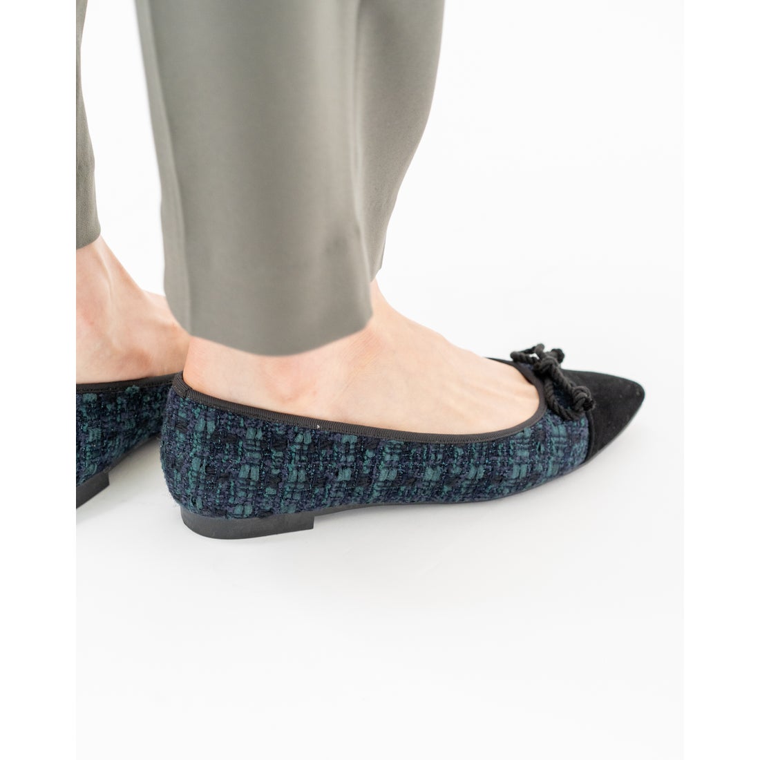 フラットバレエシューズ （ネイビー ツイード） -Emma Francis / エマ