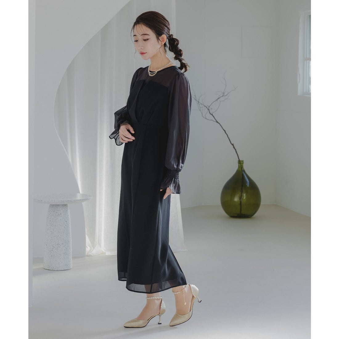 エピック デイ epic day ボリュームスリーブシフォンロングワンピース