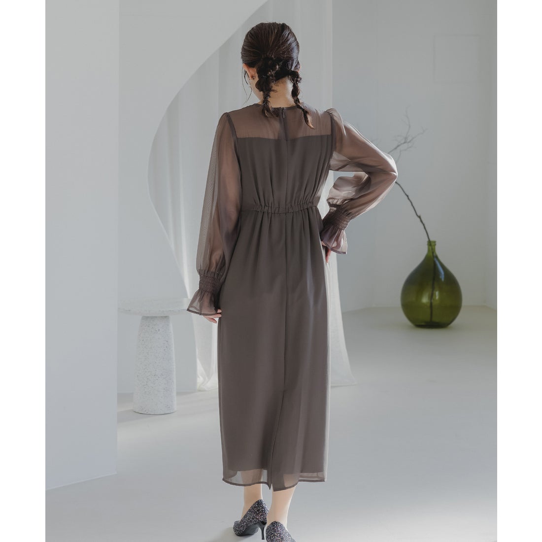 エピック デイ epic day ボリュームスリーブシフォンロングワンピース