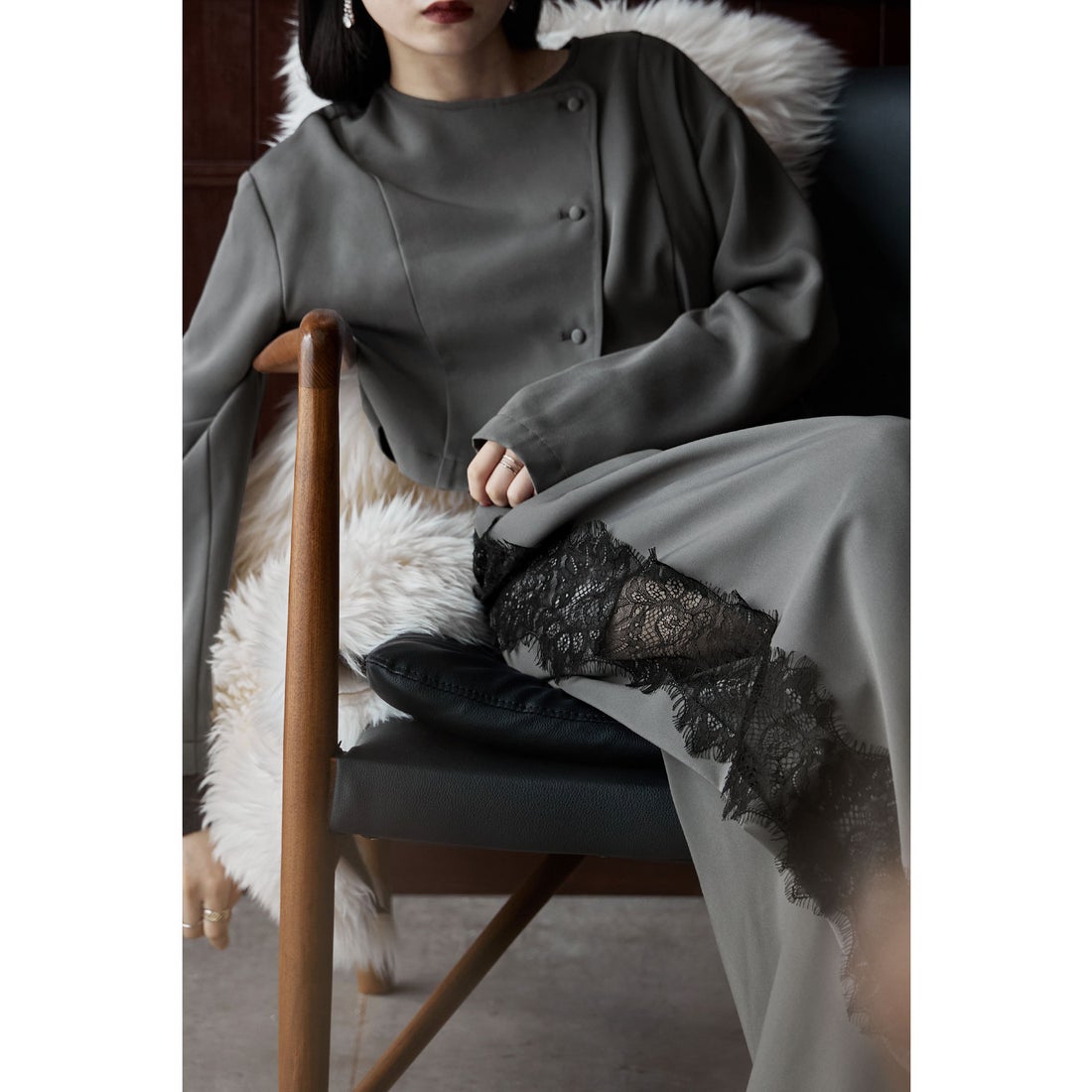 エトル etoll. セットアップパンツドレス アシメデザインジャケット