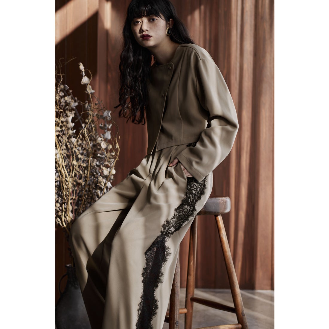 エトル etoll. セットアップパンツドレス アシメデザインジャケット