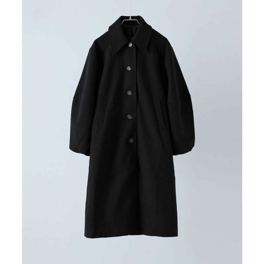 エトル etoll. コクーンスリーブステンカラーロングコート （ブラック