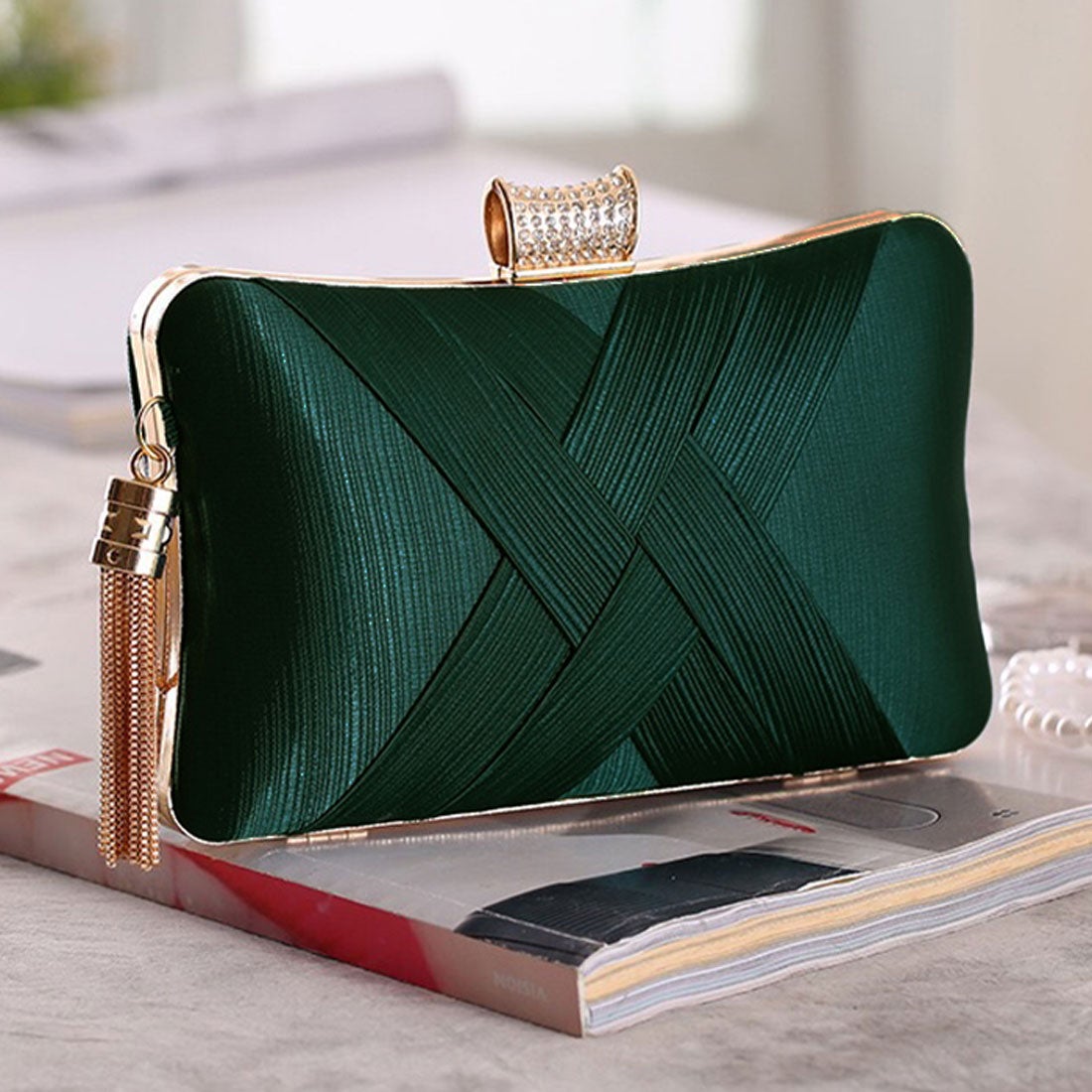 フォースメント Forcement ビーズタッセル付きクラッチバッグ ミニ