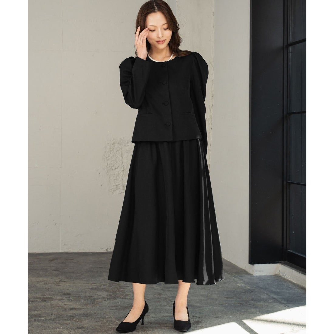 フロリア Flolia 【喪服・礼服】洗える スーツ セットアップ スカート