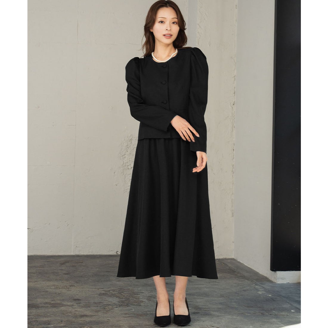 フロリア Flolia 【喪服・礼服】洗える スーツ セットアップ スカート