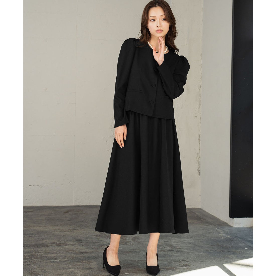 フロリア Flolia 【喪服・礼服】洗える スーツ セットアップ スカート