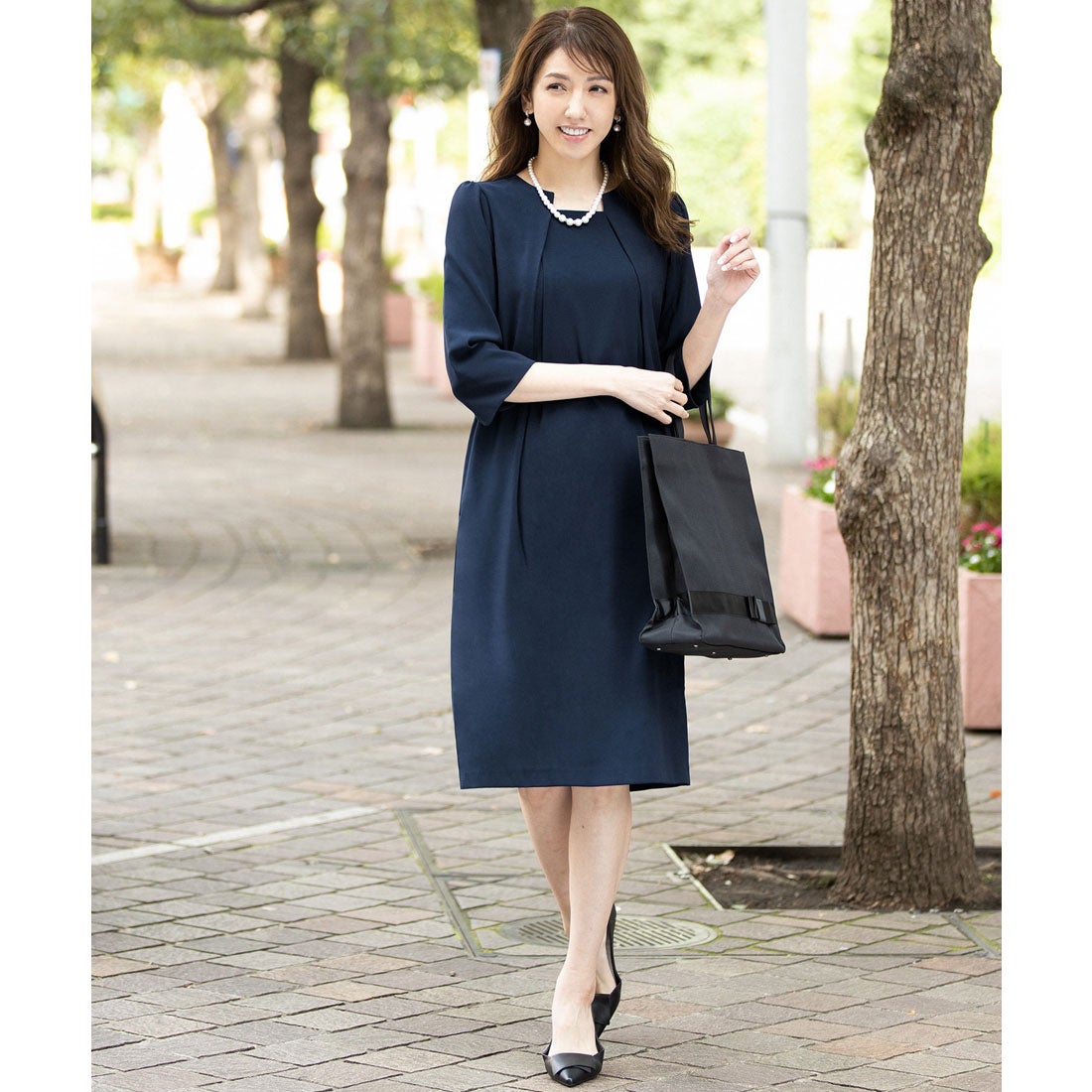 フロリア Flolia 【喪服 礼服】セットアップ風トロンプルイユ