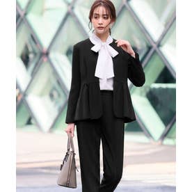 フロリア Flolia 【3点セット】ペプラムノーカラージャケット ボウタイ