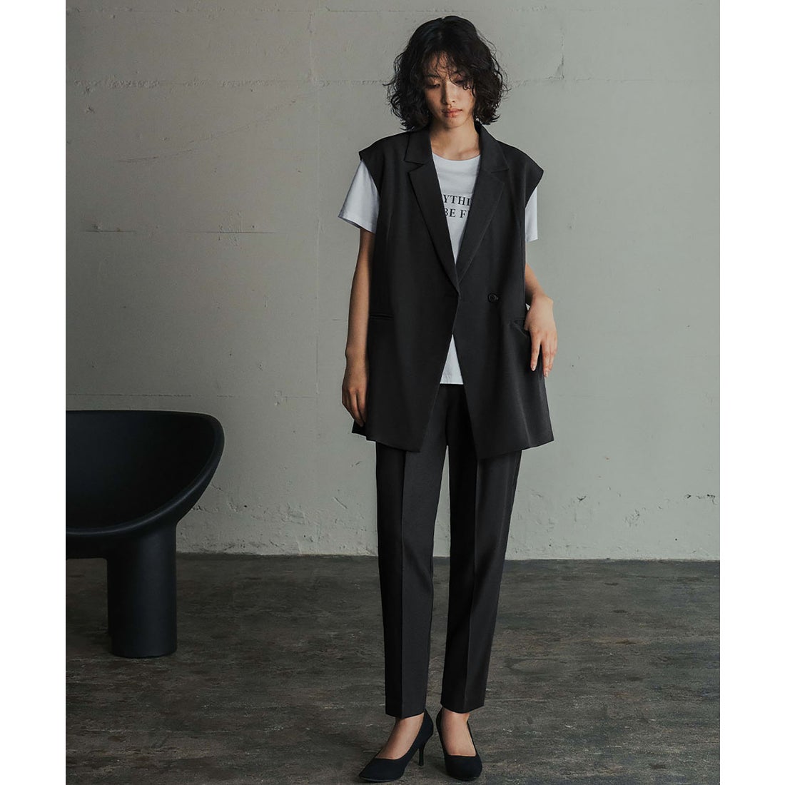 フロリア Flolia ダブルテーラードジレ ワンタックテーパードパンツ